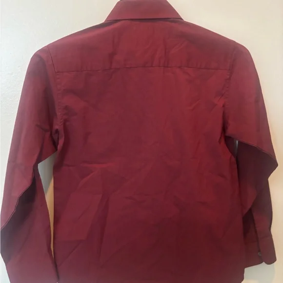 Chaps Deep Red small check patternStretch Shirt size Medium 10-12 EUC - Picture 3 of 6